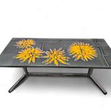 Vintage ceramic coffee table with chrome frame