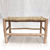 Handcrafted wooden and esparto bench - Rustic Moroccan style for your home