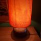 Ceramic (sandstone) lamp from the 50s, 60'S with silk lampshade
