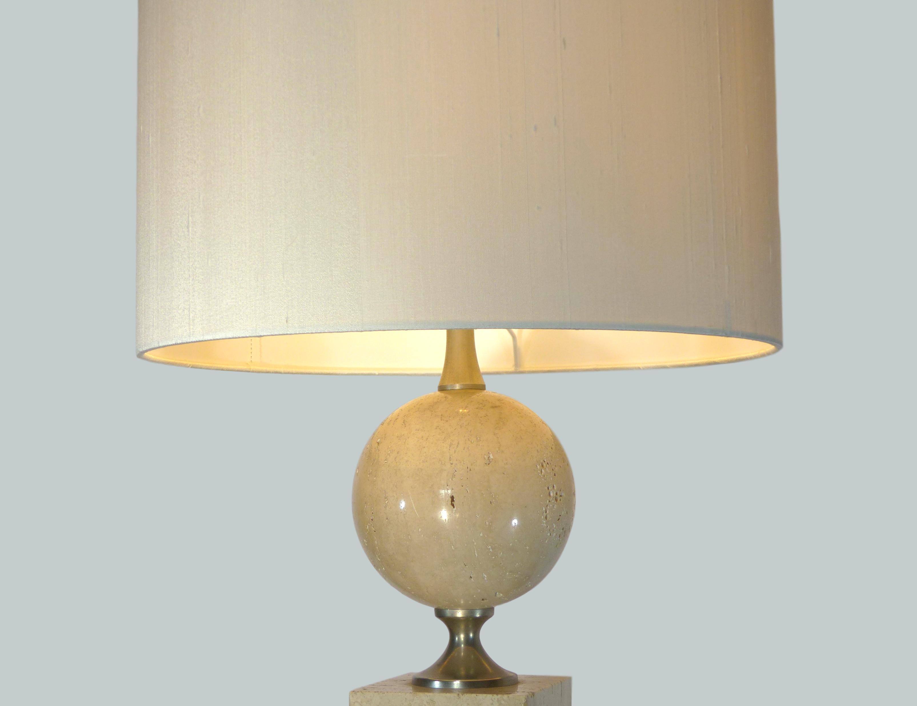 Barbier Philippe lamp in travertine 1970