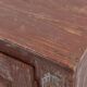 Armoire rustique parisienne en bois de pin avec de vieilles couches de peinture bordeaux, vers 18