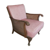 Fauteuil Chippendale en bois et cannage