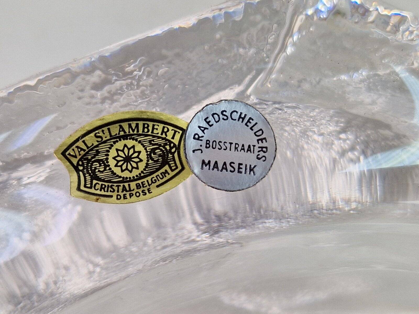 Vintage Brutalist Ice Glass Ashtray from Val Saint Lambert, 1960s