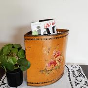 Openwork painted metal office paper basket, Napoleon III, antique French, XIX century