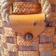 Cache pot suspendu rotin et corde 1960