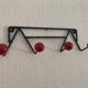 Vintage coat rack 1960 red balls 4 hooks - 44 x 13 cm