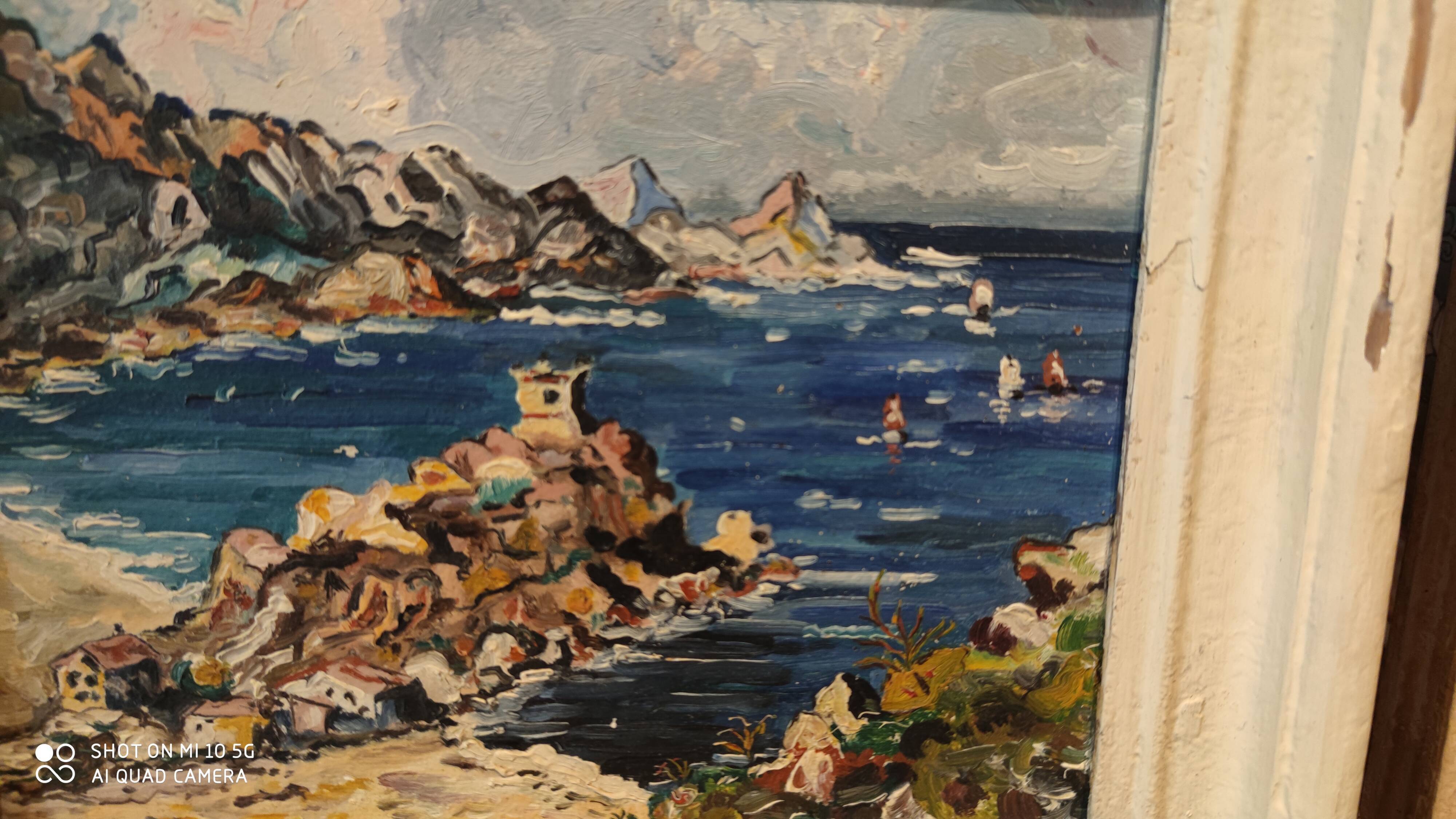 Painting of a seaside cove near Porto, circa 1950