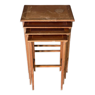 Suite of 4 nesting tables Mid-twentieth English marquetry