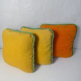 3 vintage crochet cushions