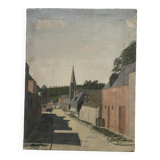 Landscape painting, village view, Gaillefontaine 1910