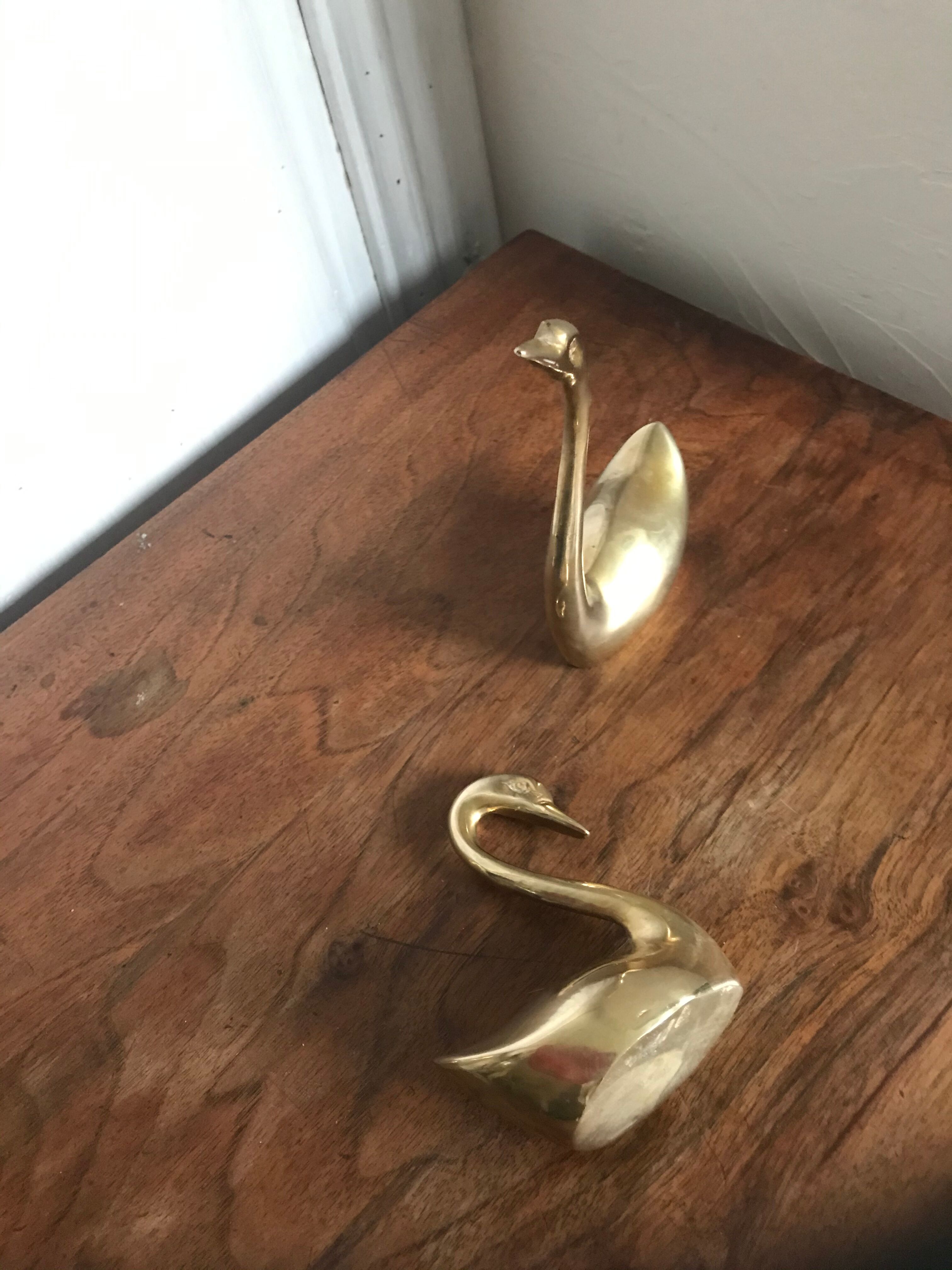 Couple of brass swans