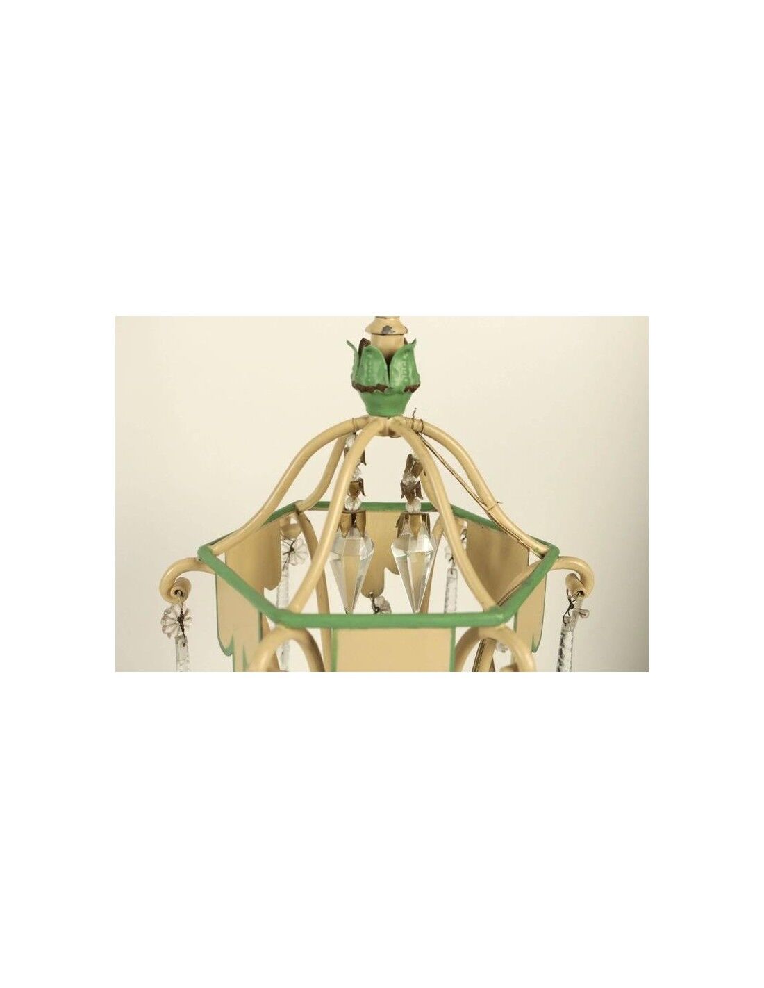 Chandelier 1950s painted metal and grapevines