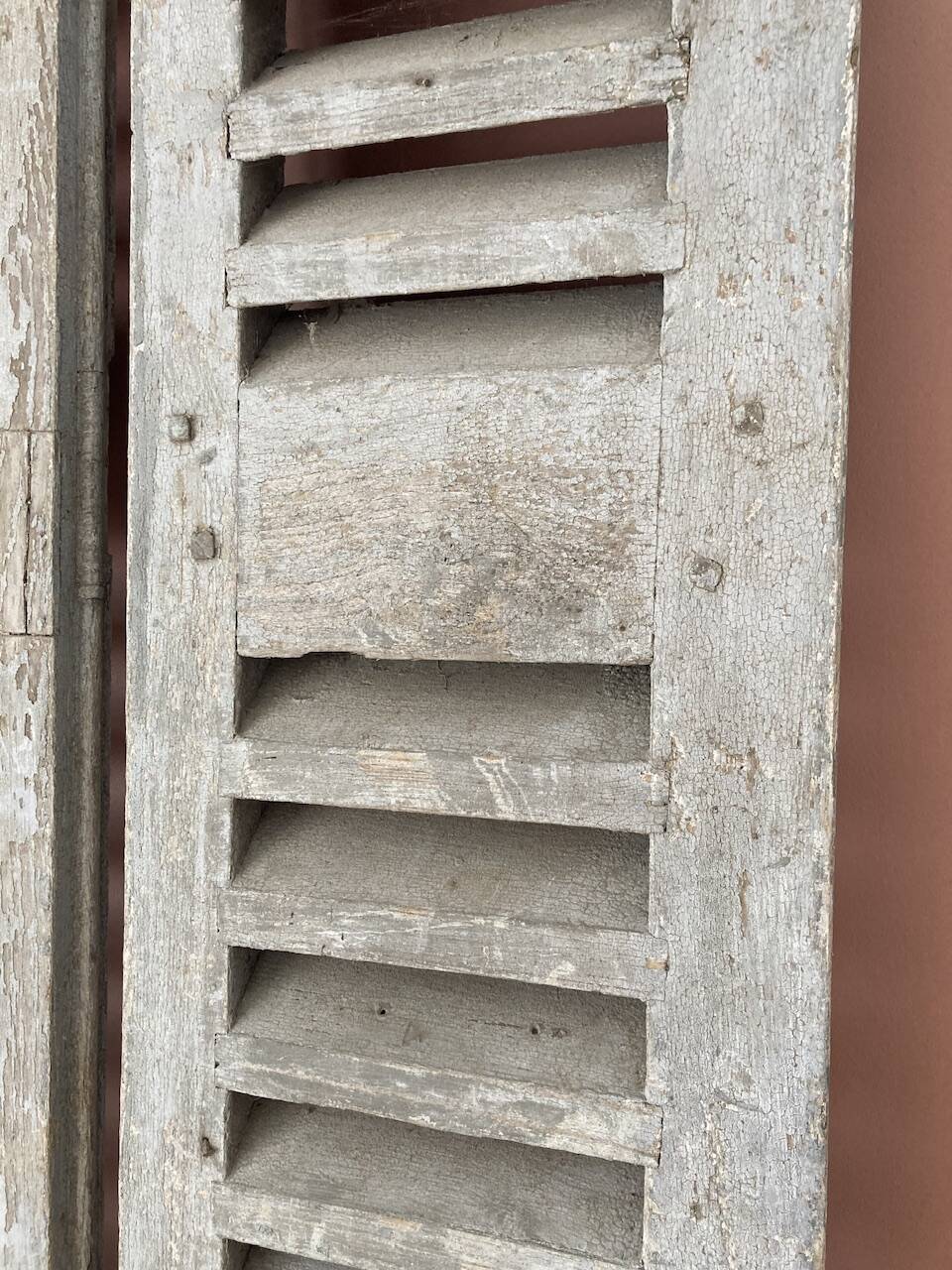Set of 2 large old louvered shutters