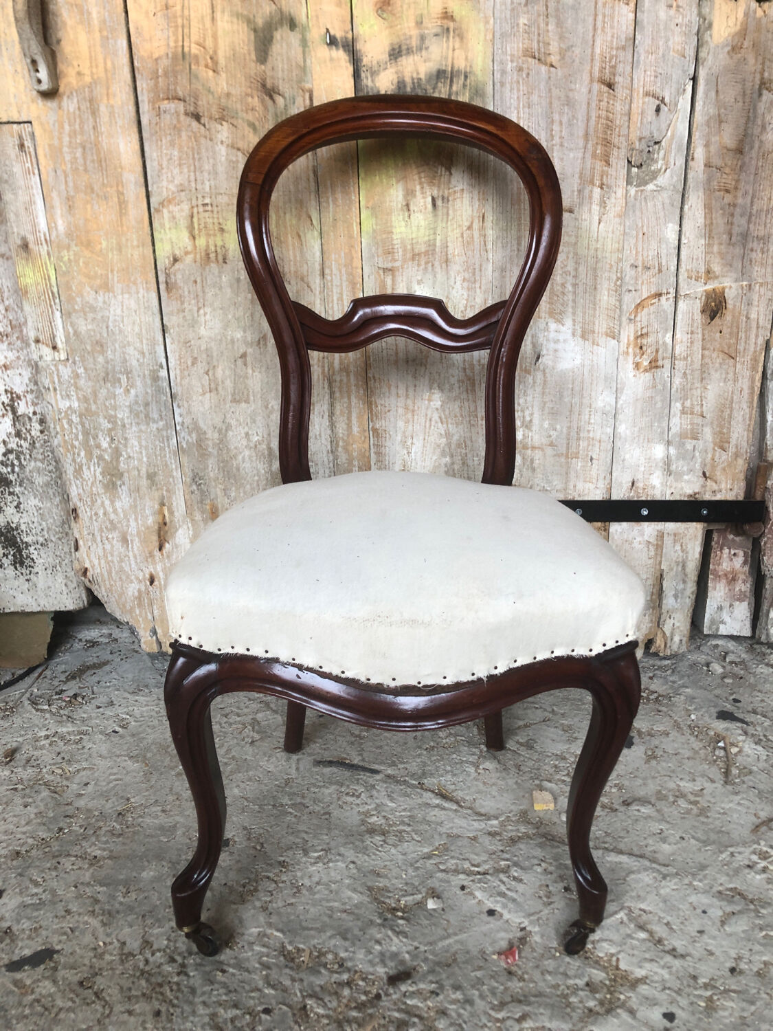Louis XV style chair in cherry wood and fabric