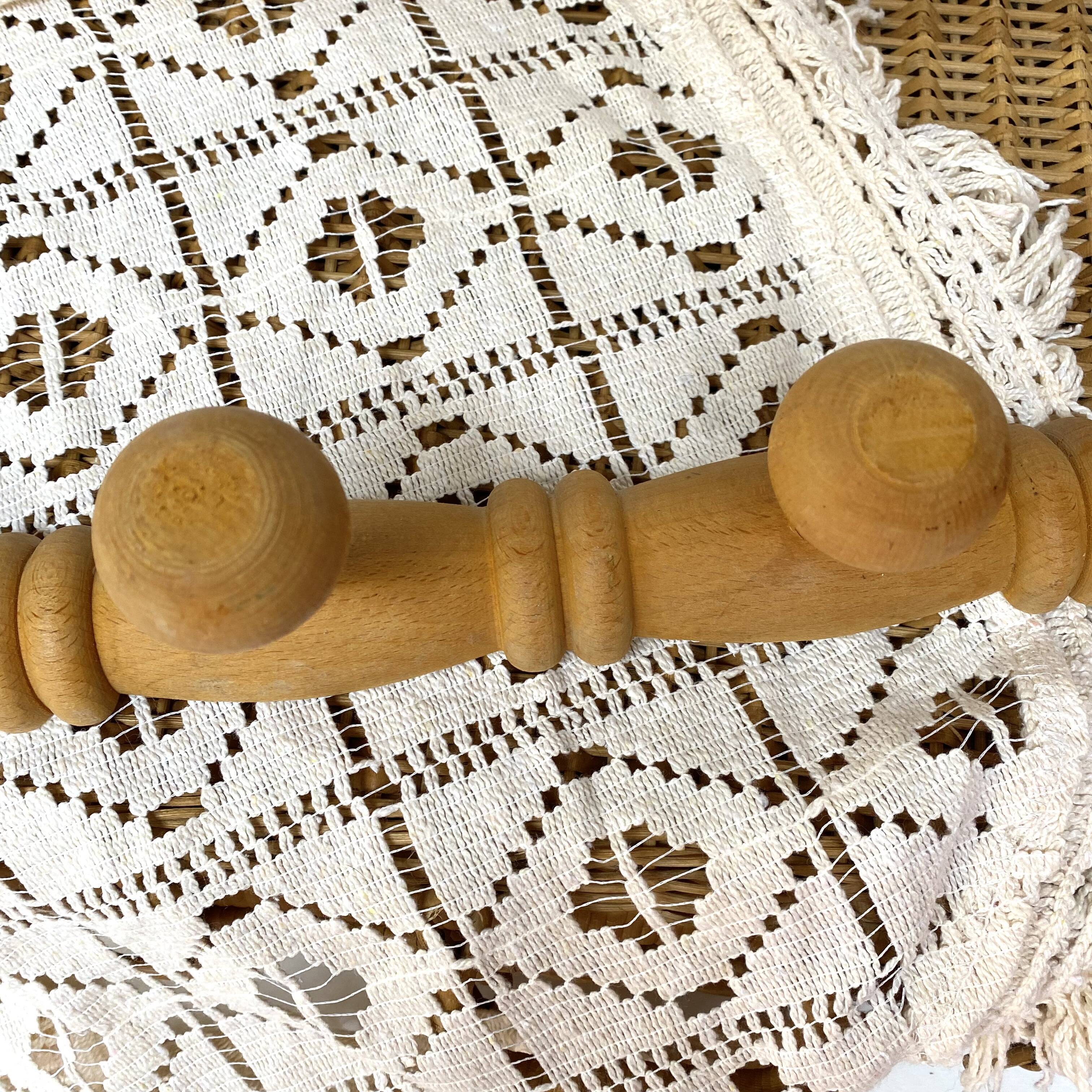 Vintage wooden wall coat rack 4 hooks