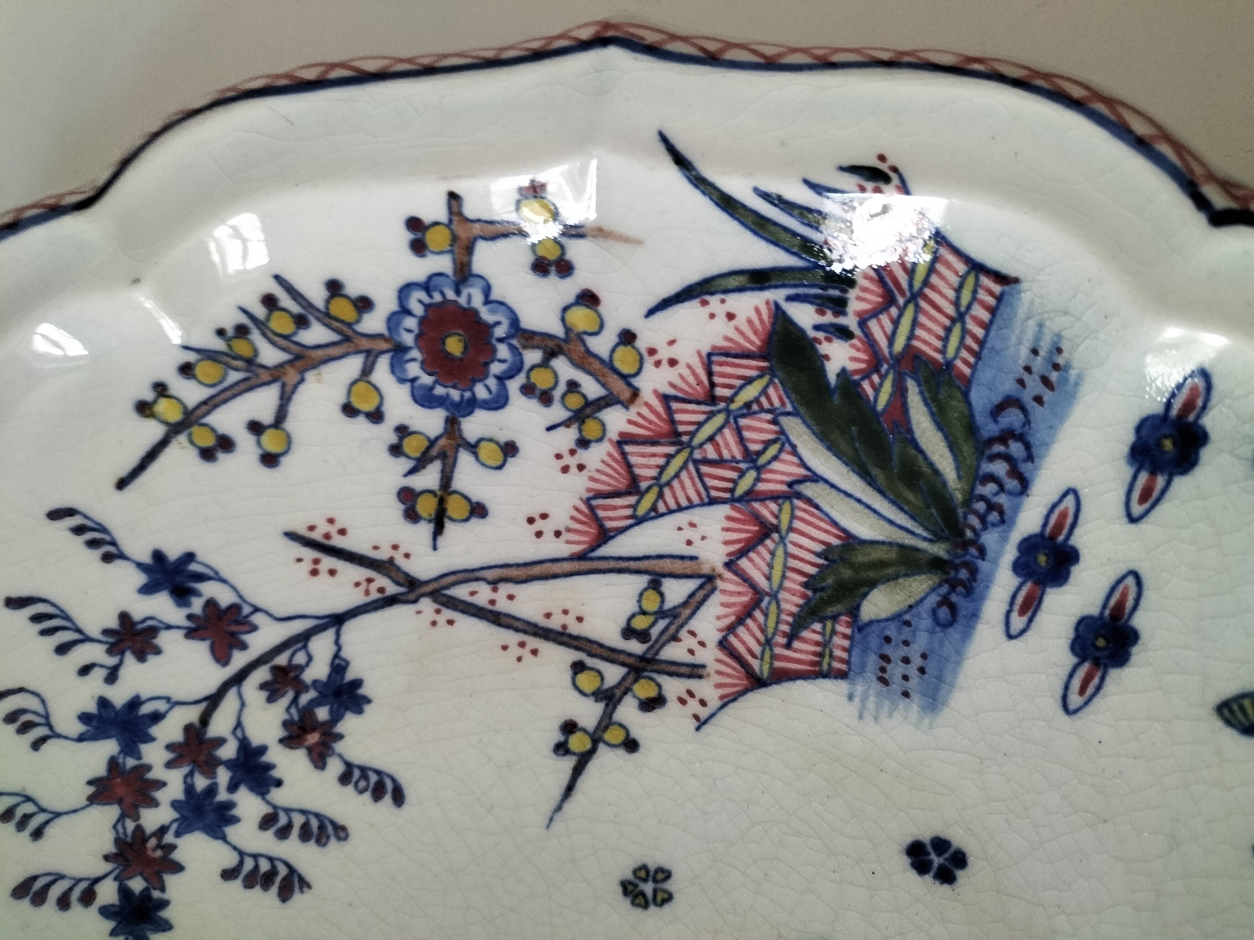Desvres faience plate – Decoration on both sides – Circa 1890-1910