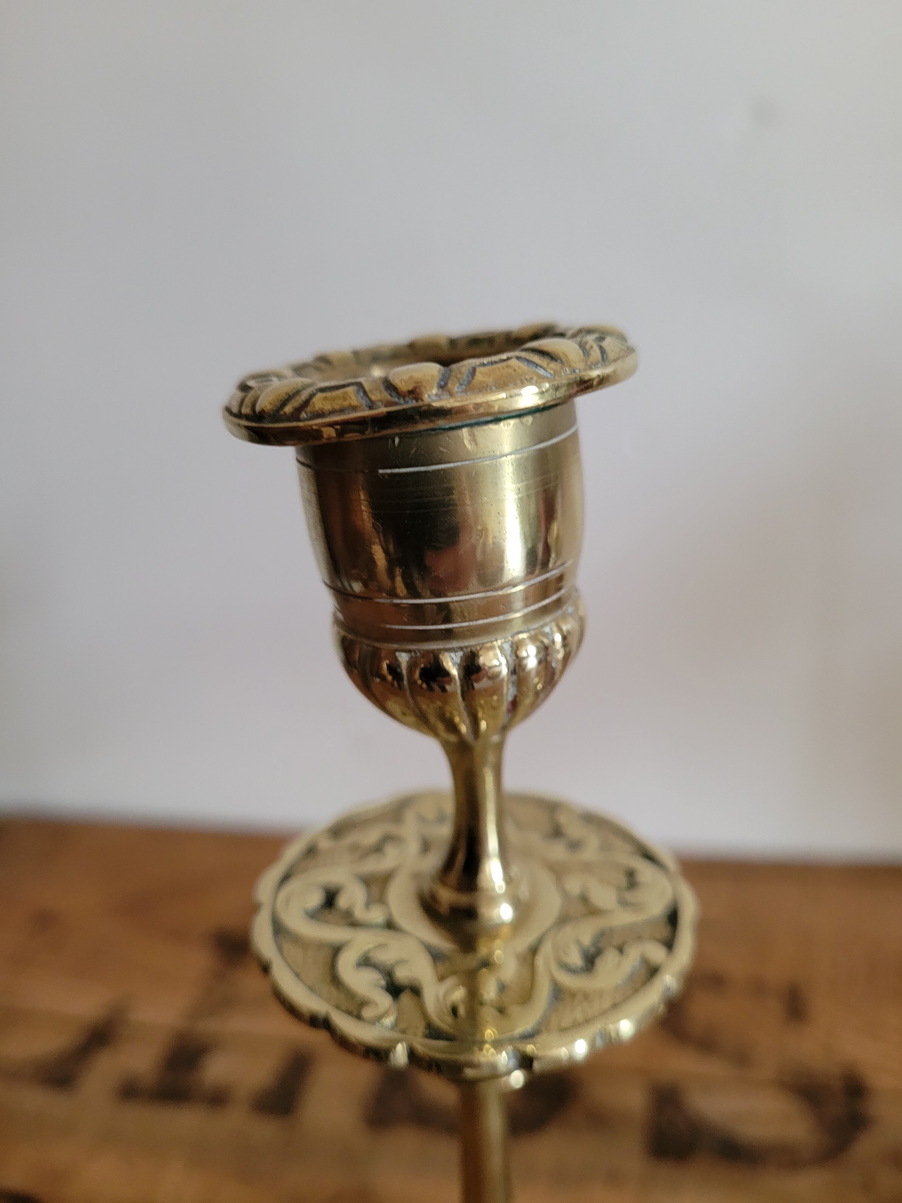 Pair of brass candle holders