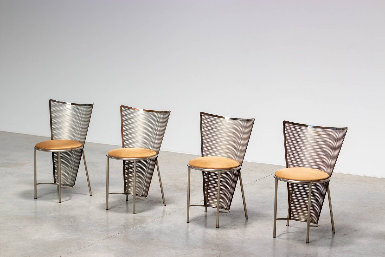 Frans Van Praet set of four postmodern Sevilla chairs 1990