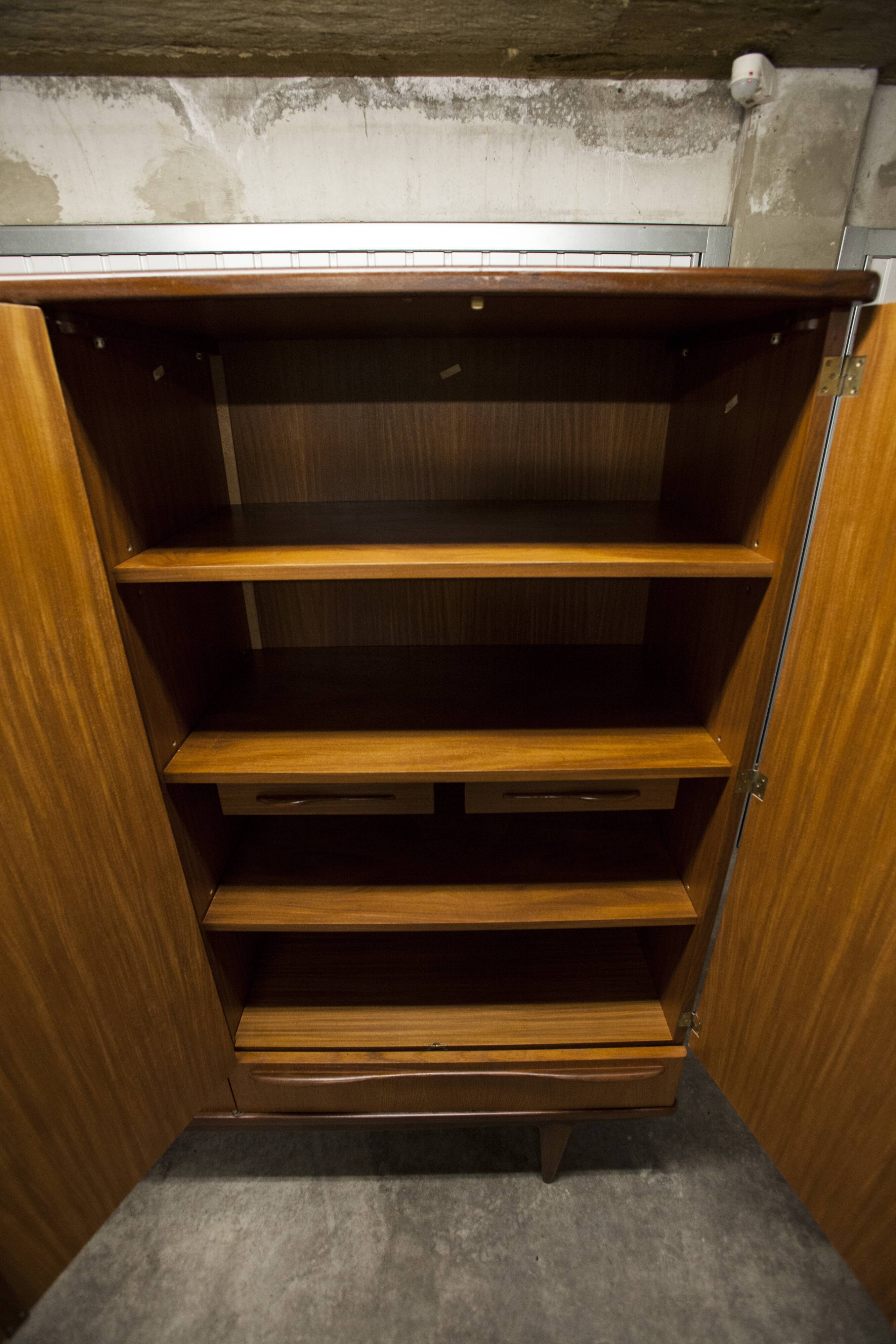 Scandinavian wardrobe 1960 teak 4 doors, 3 drawers, 2keys