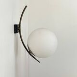 Vintage brass and opaline wall lamp, France 1960