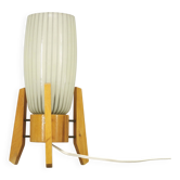 1970s Czech Mid-Century Glass and Wood Tripod Table Lamp by Dřevo Humpolec