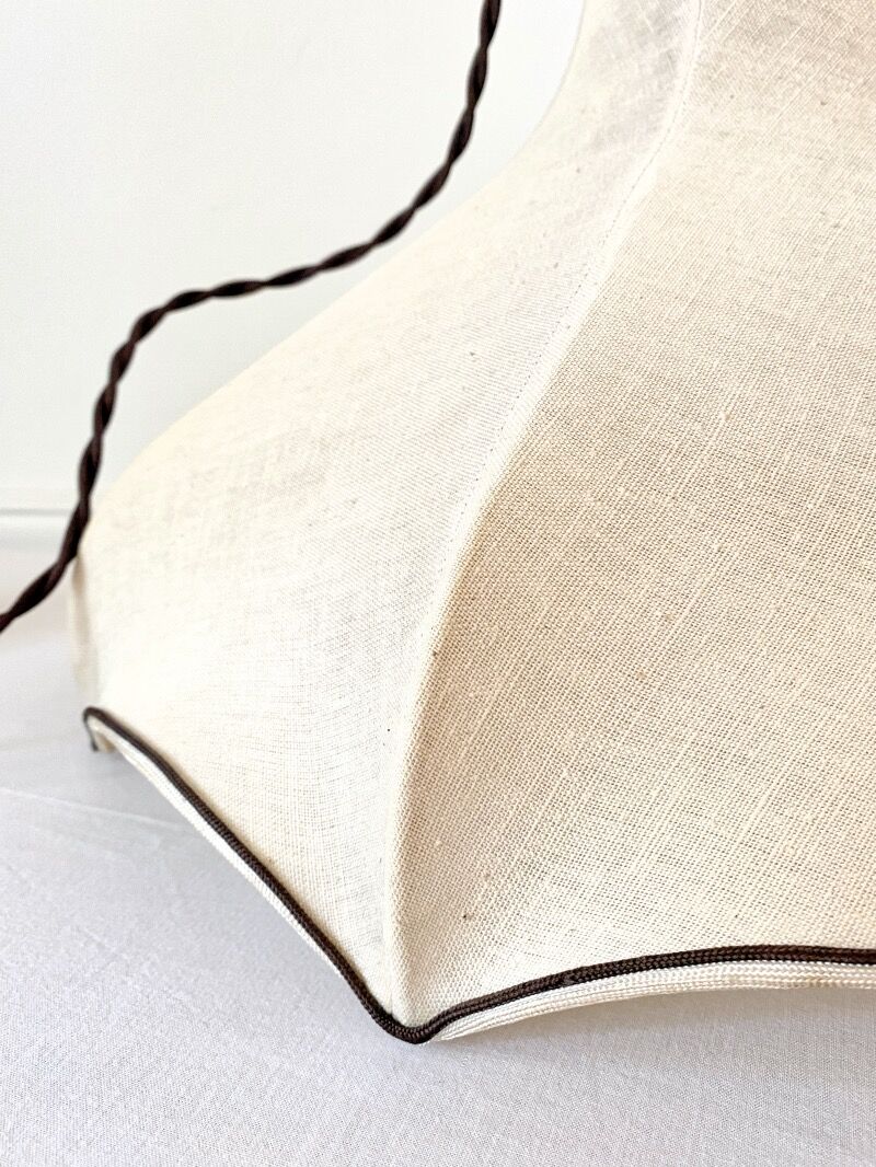 Hanging lamp in beige and brown fabric