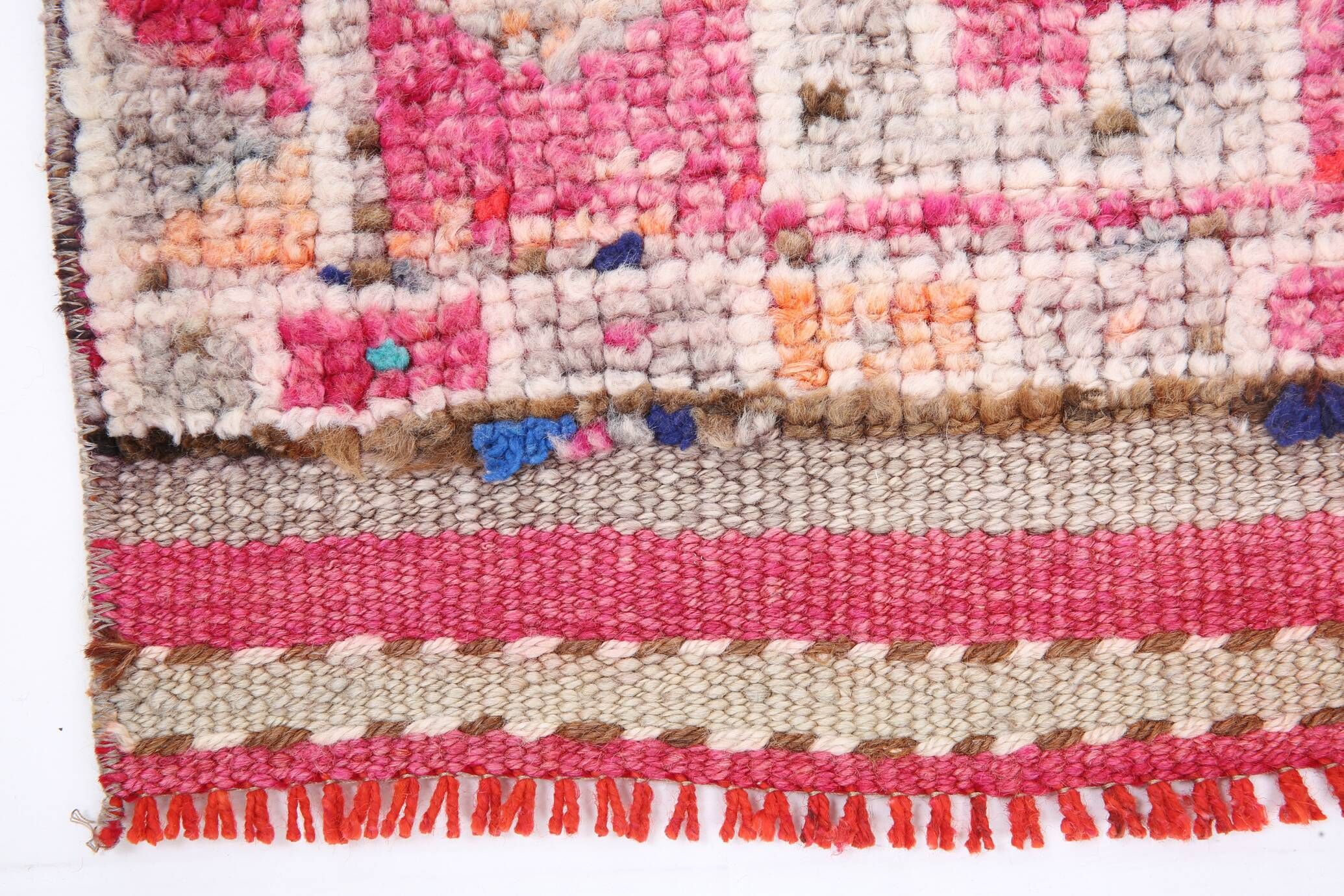 Raspberry Pink Tribal Vintage Runner Rug, Turkish Hallway Carpet,102x322 Cm