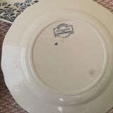 Set of 6 old flat plates, blue décor, Sarreguemines