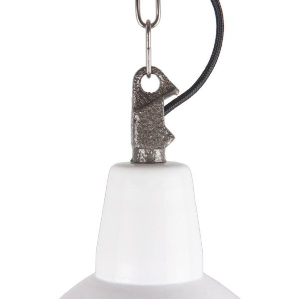 Suspension industrielle en émail de Pologne, couleur blanche, 1960