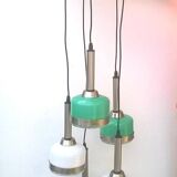 Suspension en verre de Murano vert et blanc de Vistosi Italie 1960