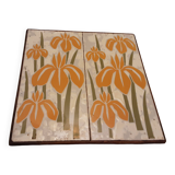 Ceramic enamel trivet with flowers