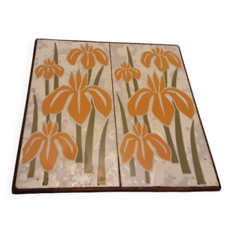 Dessous de plat ceramique emaille fleurs