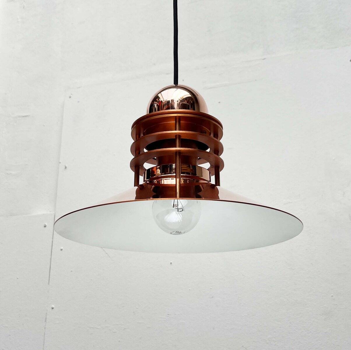 Vintage Copper Pendant Lamp Nyhavn by Alfred Homann and Ole V. Kjær for Louis Poulsen, 1980s