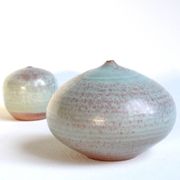 Pair of vintage miniature ceramics in aqua green - Antonio Lampecco