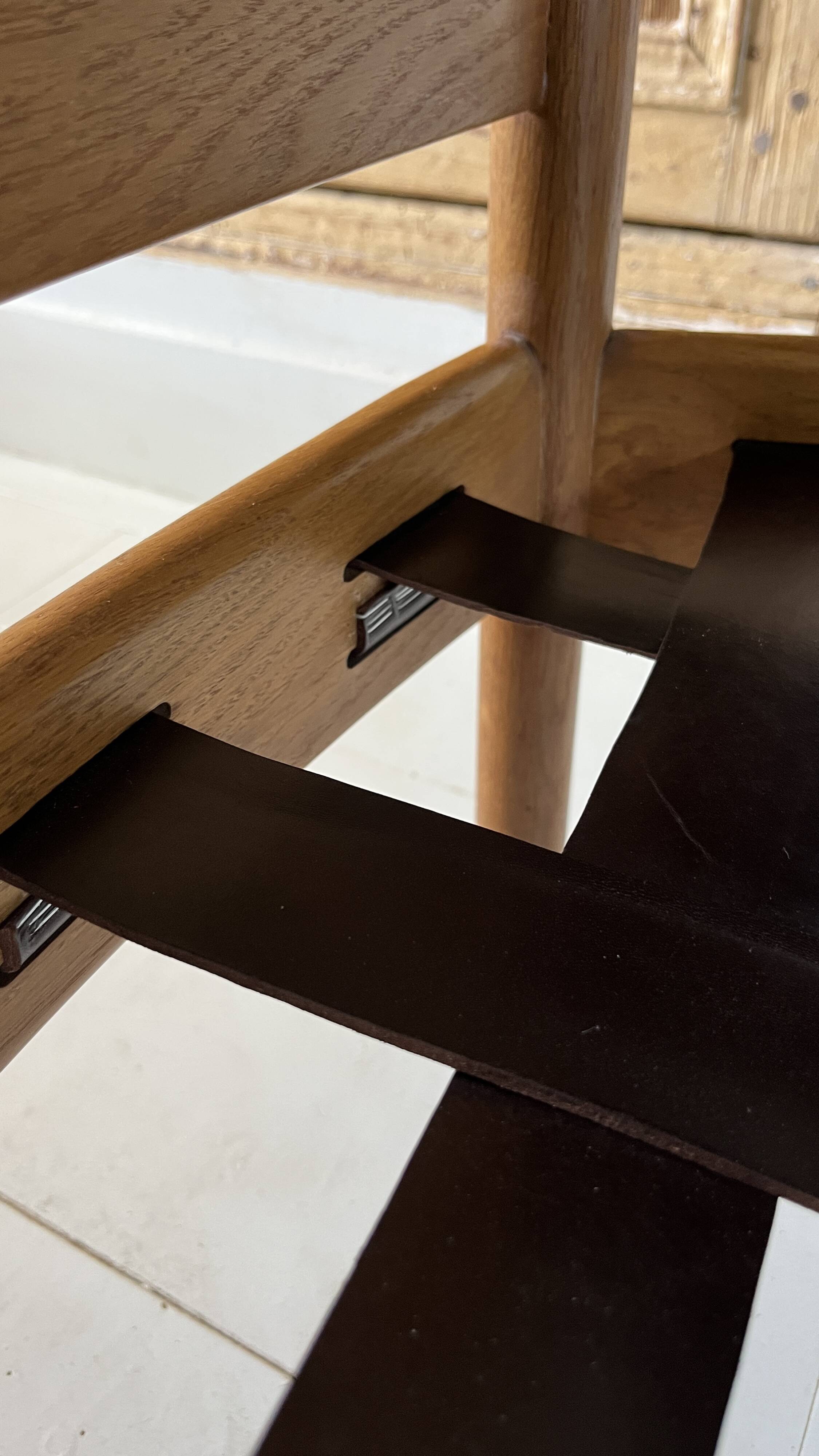 Scandinavian lounge chair COJA in wood and leather, 1960s