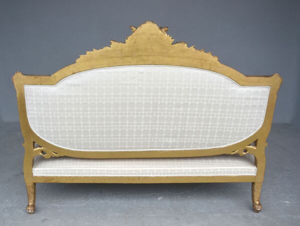 Banquette basse en bois doré de style Louis XVI époque Napoléon III