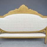 Louis XVI-style gilded wooden bass bench