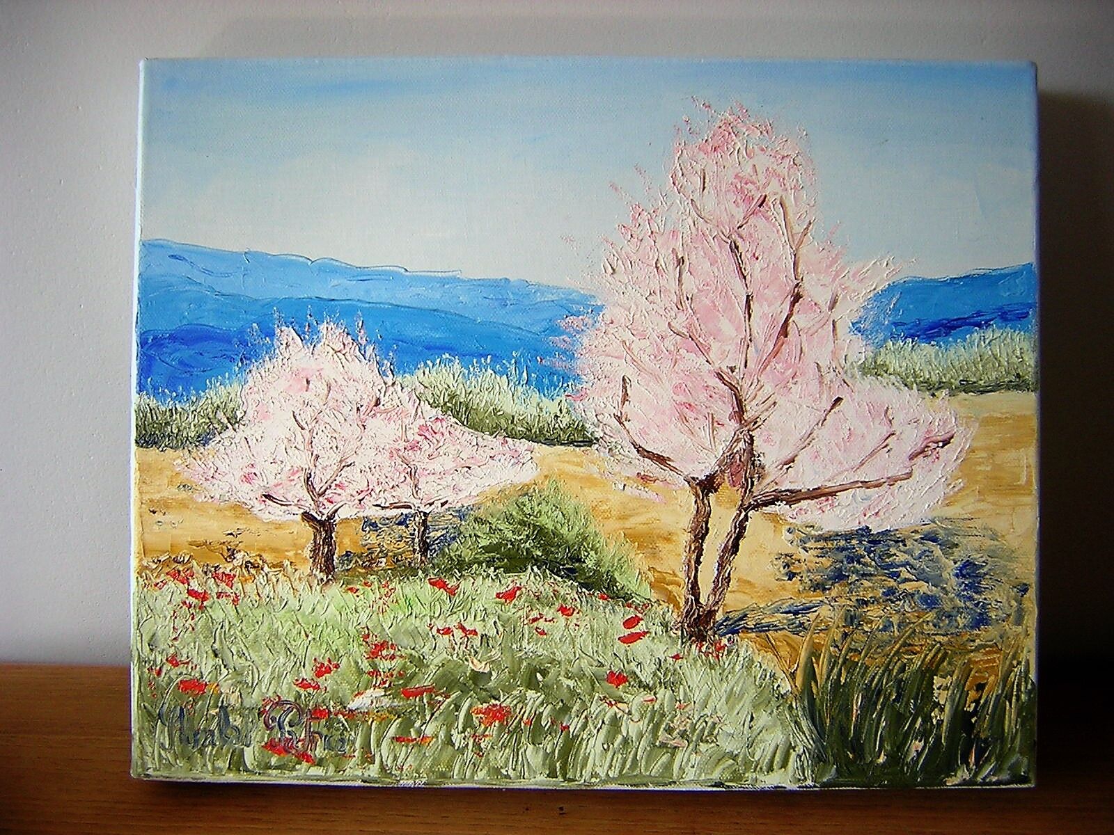 Oil on canvas by Patrice Skrabal, Almond trees