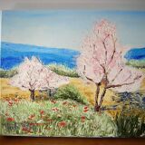 Oil on canvas by Patrice Skrabal, Almond trees