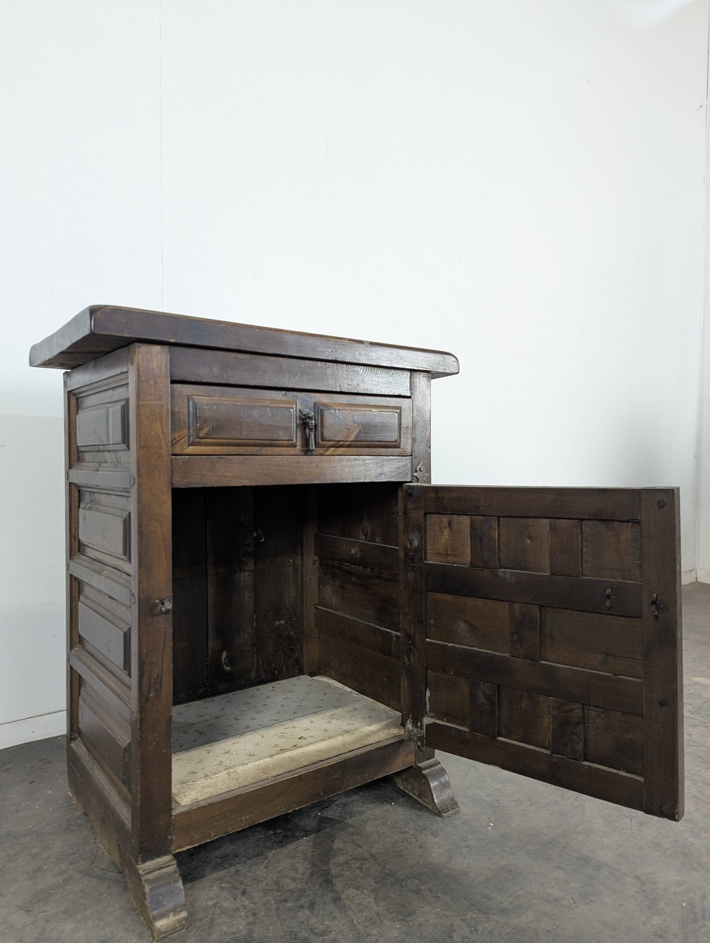 Spanish-style bedside table in natural wood