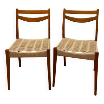Paire de chaises danoises en teck et corde