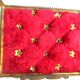 Napoleon III jewelry box, beveled glass and gilded brass, red padded, 4 feet