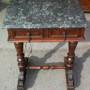 Baroque Viennese console in brown wood with a veined black marble top — late 19th century.