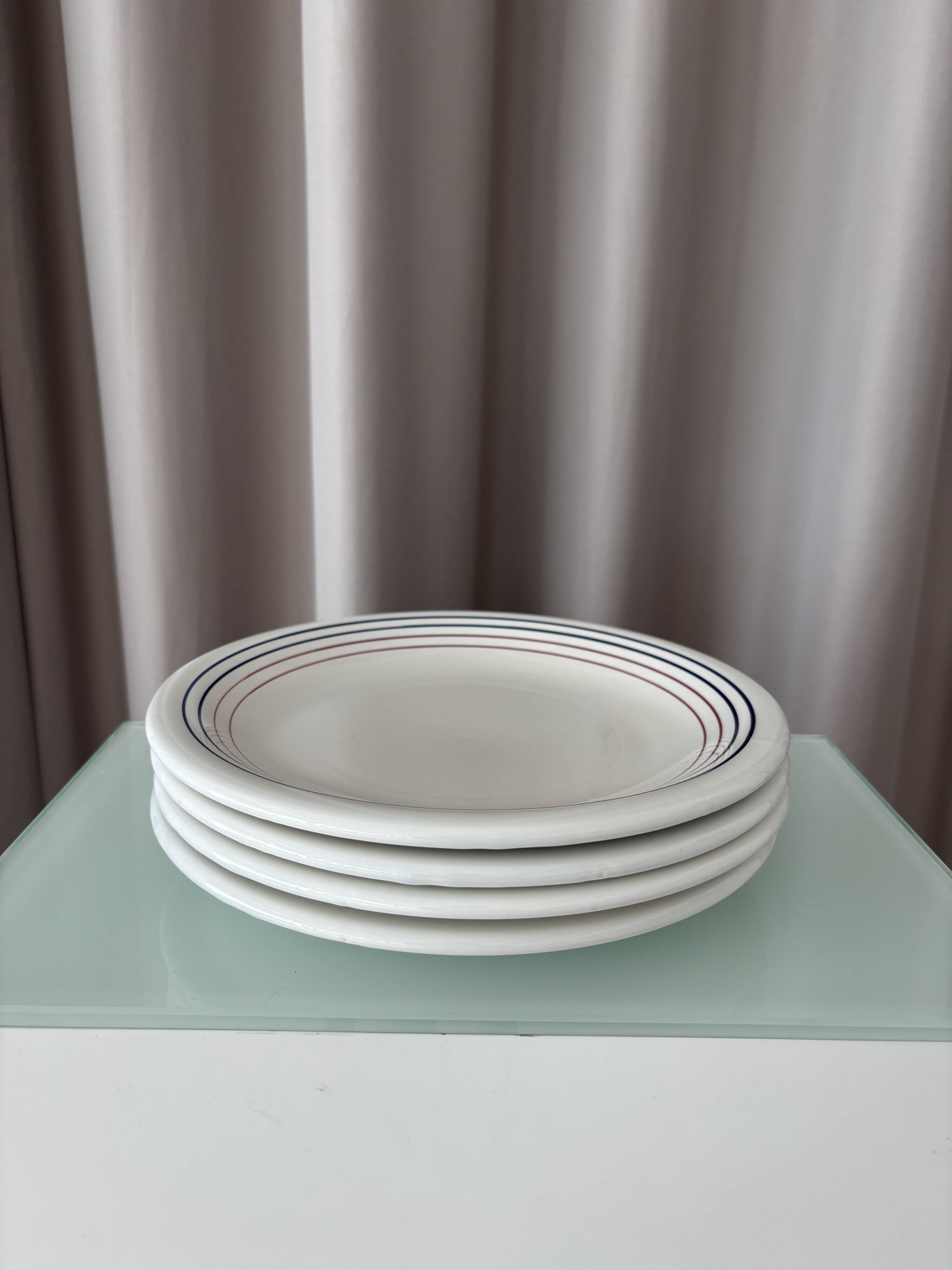 Set of 4 Vintage Primula Dinner Plates – Made in Italy – White Ceramic with