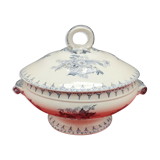 Vegetable or small soup pot in earthenware Sarreguemines model Flora