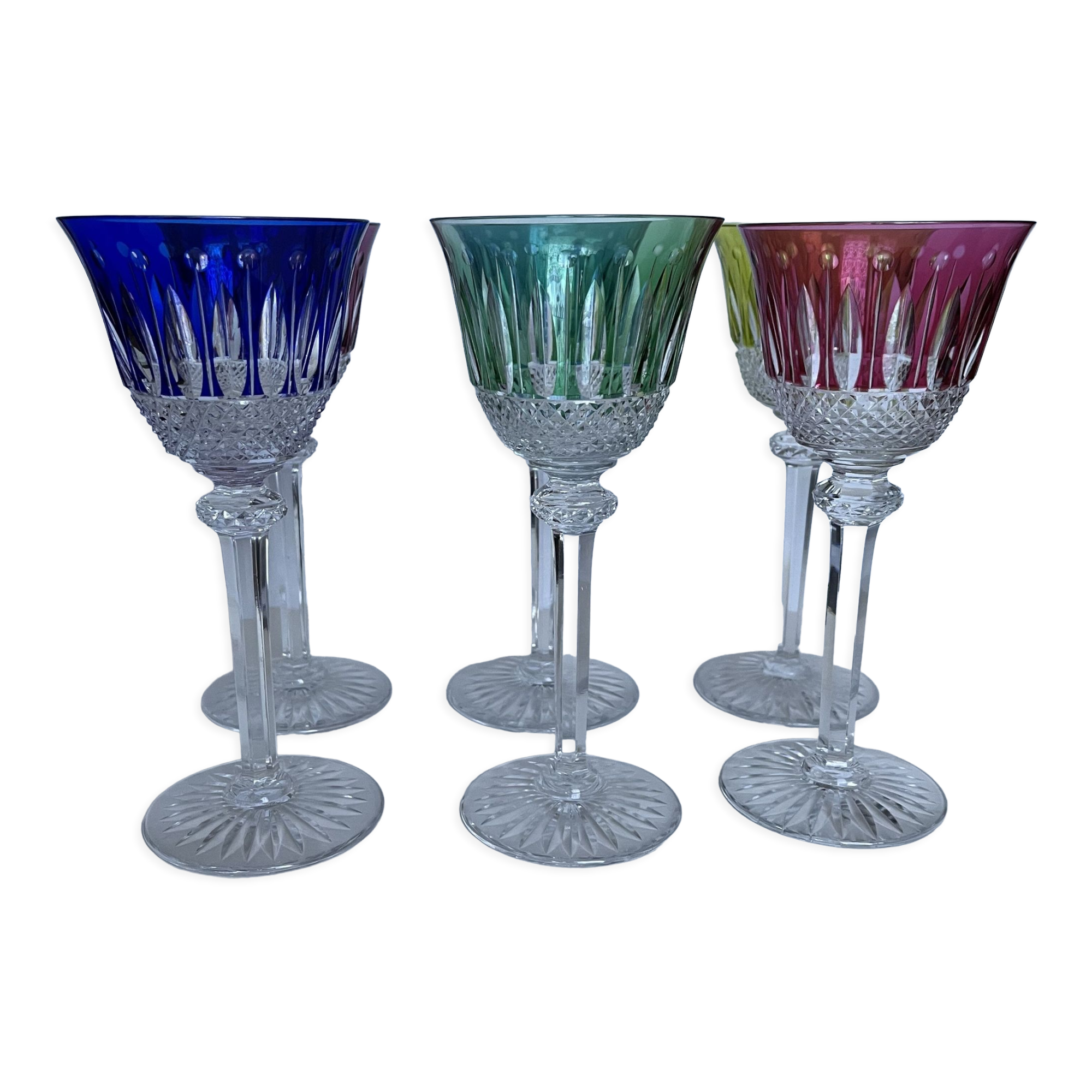 6 verres à vin de couleur St Louis Tommy