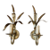 Pair of wheat spike wall lights in gold metal