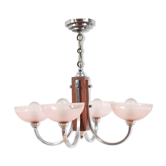 1940s wood and aluminum chandelier