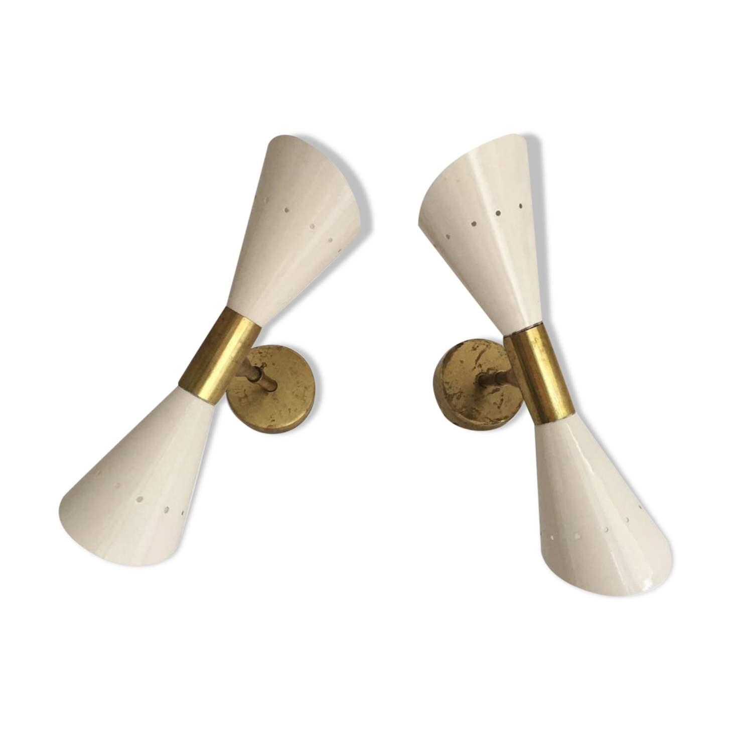 Pair of sconces wall Italian white design 50-60's