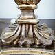 Florentine lamp in carved wood, gold leaf, silk shade.
